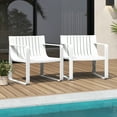 thumbnail image 4 of Costway Patio Chairs Set of 4 Weather-resistant Plastic Outdoor Armchairs White, 4 of 9