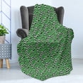 thumbnail image 4 of Jungle Foliage Soft Flannel Fleece Throw Blanket, Modern Pattern with Exotic Leaves on a Background of Zigzags, Cozy Plush for Indoor and Outdoor Use, 60" x 80", Charcoal Grey Green, by Ambesonne, 4 of 5