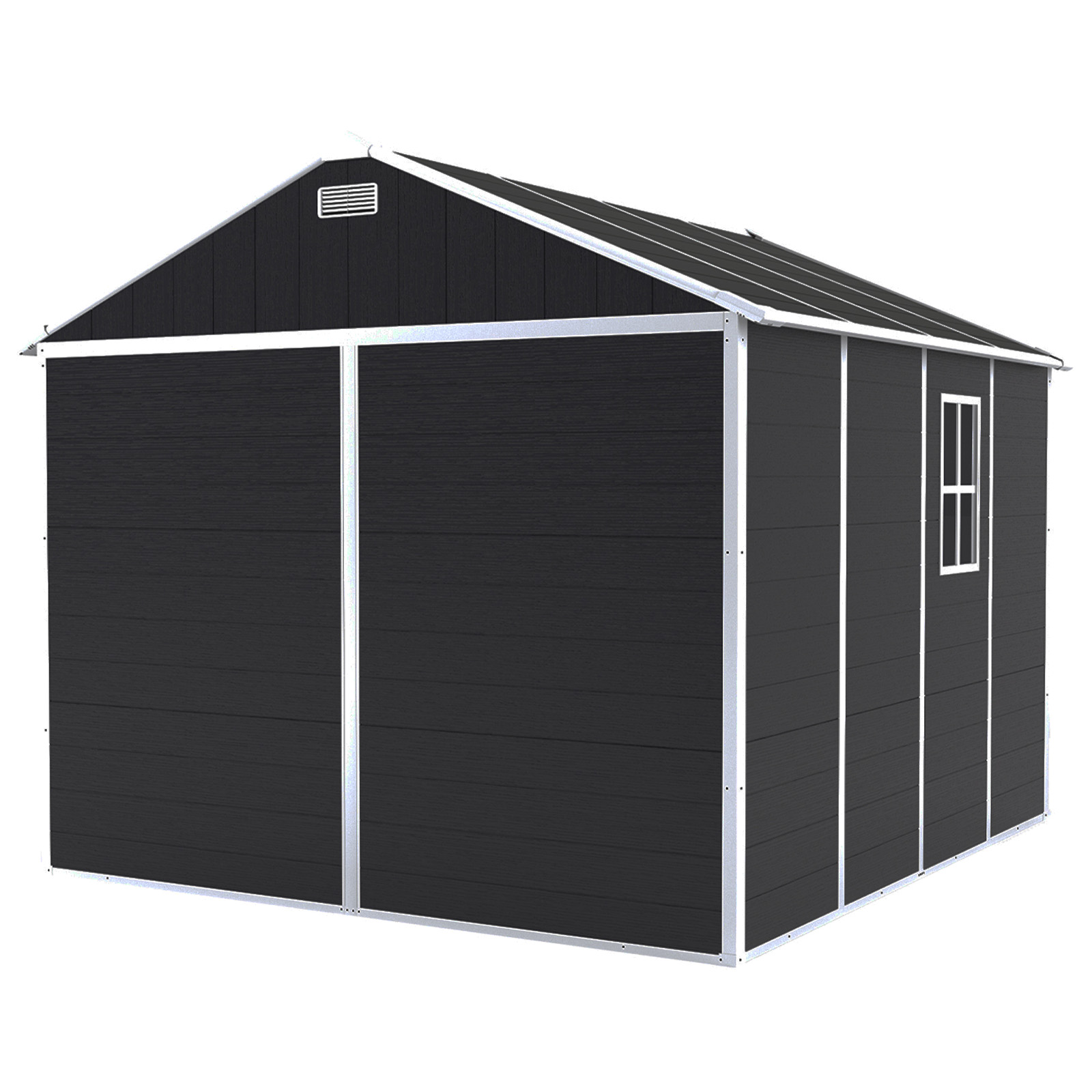 8x8 FT Resin Outdoor Storage Shed, Waterproof Plastic Garden Shed, Large Storage Space, Lockable Doors & Windows, Plastic Tool Shed, 12mm Thick PP Board (4X8 FT)