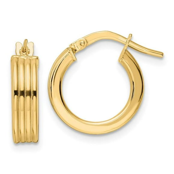 Quality Gold TF2024 14K Polished Textured Hoop Earrings