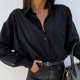thumbnail image 4 of Mujeres Casual Sólido Manga larga Turn-down Collar Cardigan Botones Blusa Tops Fridja hkj2063, 4 of 8