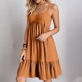 thumbnail image 2 of Robe Mini à Bretelles Spaghetti Col en V d'Été pour Femmes Robe Tunique Décontractée à Manches Courtes Robe de Plage à Volants, 2 of 8