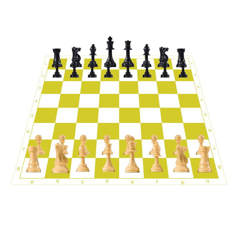 Basic Chess Set Combination with Silicone Chess Board and Single Weighted  Regulation Plastic Chess Pieces