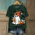 thumbnail image 2 of mgoYE Women Halloween Shirt Halloween Shirts for Women: Halloween Pumpkin Shirt Cute Ghost Shirts Spooky Season Tee Fall Graphic Short Sleeve Tee(Dark Green,XL), 2 of 4
