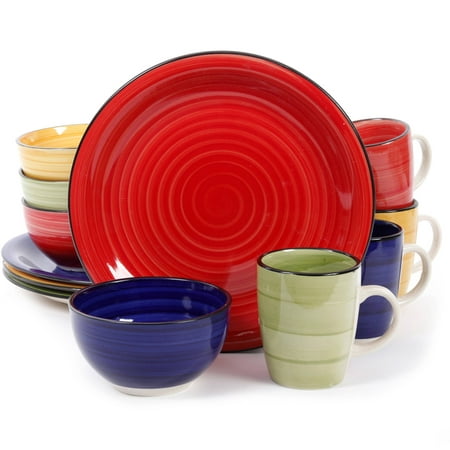Gibson Home Color Vibes 12 Piece Round Dinnerware Set, Assorted Colors - 10.50