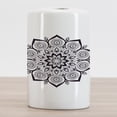 thumbnail image 2 of Mandala Ceramic Toothbrush Holder, Oriental Pattern with Monochromatic Abstract Floral Motif Art, Decorative Versatile Countertop for Bathroom, 4.5" X 2.7", Charcoal Grey and White, 2 of 4