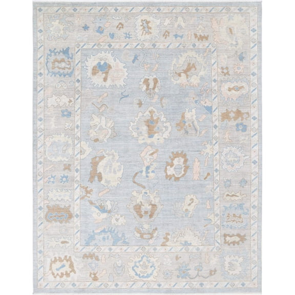 Hand Knotted Oushak Wool Rug - 8'2'' x 10'1''