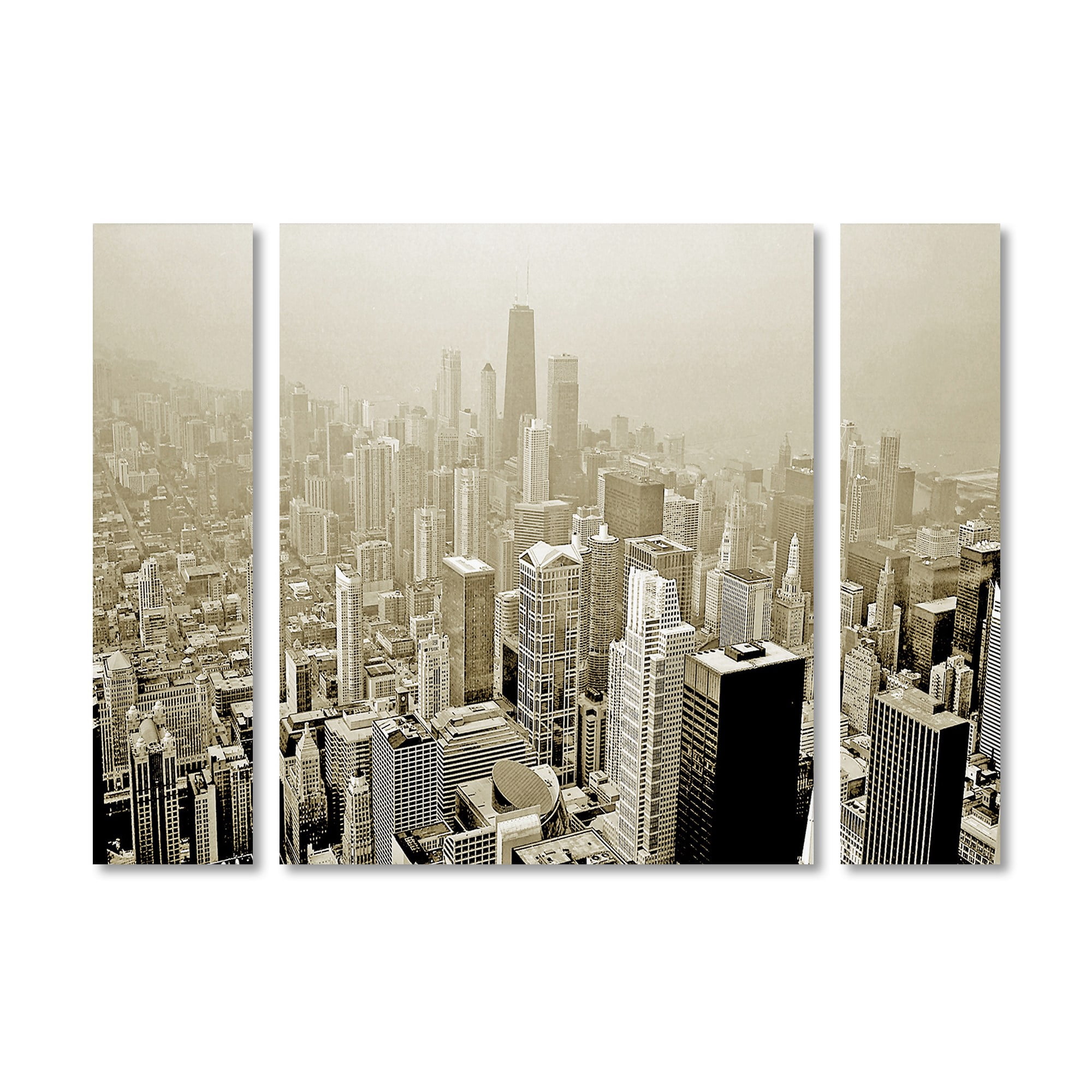 Trademark Fine Art "Chicago Skyline" Canvas Art by Preston Three Panel Set
