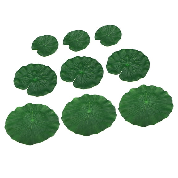 Unique Bargains 9pcs Garden Ponds Pool Decoration Artificial Lotus Leaves Green 3.9"