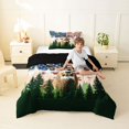 thumbnail image 4 of Manfei Brown Elk Twin Comforter Sets,Rustic American Flag Bedding Set,Black Reversible,2-Piece,1 Comforter and 1 Pillowcase, 4 of 7