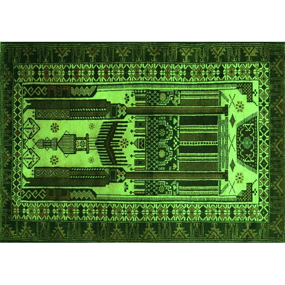 Ahgly Company Indoor Rectangle Persian Green Traditional Area Rugs, 7' x 9'
