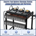 thumbnail image 4 of TC-HOMENY Movable Power Tool Organizer Cart w/ 8 Outlets Charging Station, 28 Power Drill Tool Garage Battery Storage Rack, Heavy Duty 3-Tier Tools Organizer, Festive Gifts for Men Dads Father, 4 of 8