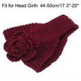 thumbnail image 2 of Winter Women Knitting Crochet Camellia Flower Hair Headband Headwrap Dark Red, 2 of 4