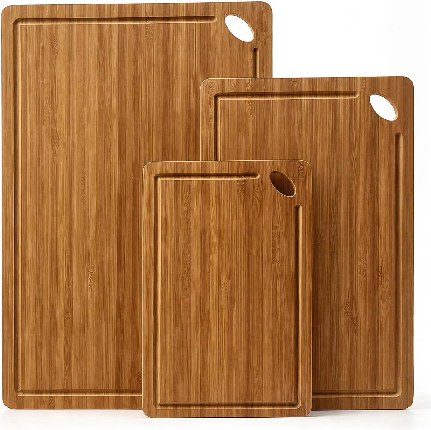 RGHJAR-Bamboo Cutting Boards for Kitchen Non Toxic Solid Wood Chopping Board Non Plastic Wooden Cutting Boards Small Fruit Meat Charcuterie Board Hardwood Cutting Board Set Bread Chauratri Serving Bo
