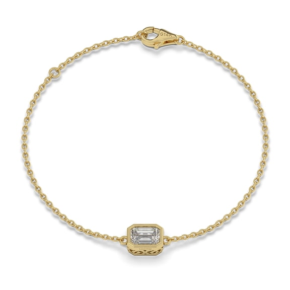 Moissanite Emerald Cut Bezel Set Dainty Womens Braclet