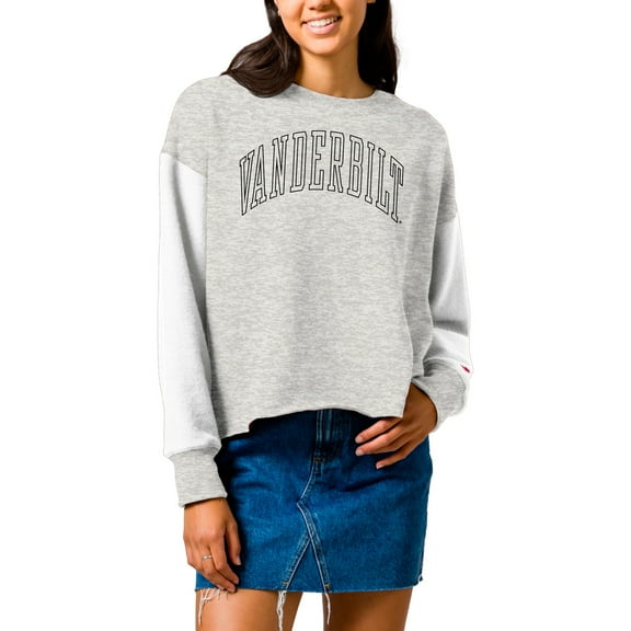 Women's League Collegiate Wear Gray Vanderbilt Commodores Reverse Fleece Cropped Pullover Sweatshirt