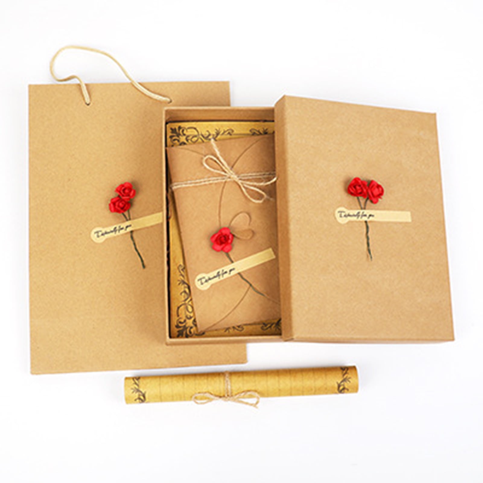 Opvise Letter Paper Envelope Set Romantic Vintage Style with Flowers Decoration Clear Line Smooth Writing Letter Envelopes E