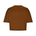 thumbnail image 6 of Blmnix Brown Tops for Women Fasion Short Sleeve Crew Neck Casual Crop Los Angeles Letter Ladies Tops 2024, 6 of 7