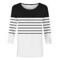 thumbnail image 4 of Royisotas 3/4 Sleeve Tops for Women Plus Size Tshirt Black Striped Summer Casual Womens T Shirts Crew Neck Loose Shirts Plus Size, 4 of 5