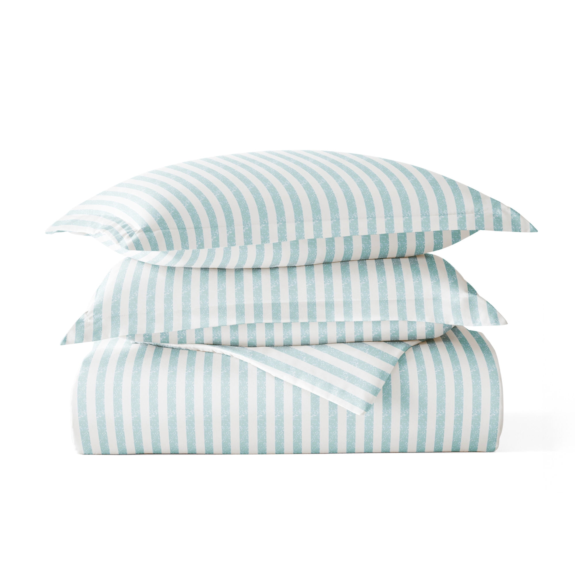 Noble Linens Light Blue Puffed Rugged Stripes Duvet Set 3-Piece Duvet Cover Set, King/Cal King
