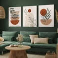 thumbnail image 3 of Terracotta Framed Boho Wall Art Set of 3, Mid Century Modern Abstract Wall Decor,Minimalist Leaf Art Neutral Geometric Wall Decor Canvas Prints Ready To Hang for Living Room Wall Decor 12"x16", 3 of 13