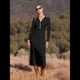 thumbnail image 4 of Vestido de Mujer de Larga con Cuello en V, Suéter de Punto Acanalado con Botones, Corte Entallado, Elegante, Hasta el Suelo Negro L, 4 of 8