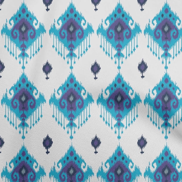 oneOone Polyester Spandex Medium Blue Fabric Asian Ikat Sewing Craft Projects Fabric Prints By Yard 56 Inch Wide-8512