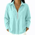 thumbnail image 7 of Womens Textured Golf Shirts Long Sleeve Half Zip Collared V Neck Loose Fit Sweatshirt Pullover with Chest Pockets for Business Casual Work Office, Light Blue, XXL, 7 of 7