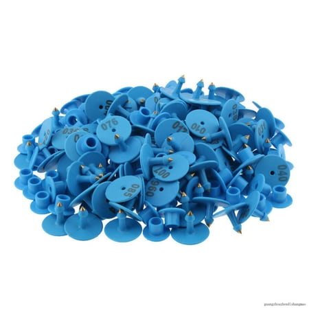

100PCS Small Numbered Livestock Ear Tag For Pig Cow Cattle Goat Sheep Blue