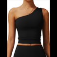 thumbnail image 1 of Camisetas Sin Mangas con un Solo Hombro para Mujer, Corte Entallado, Estilo Y2K Negro S, 1 of 10