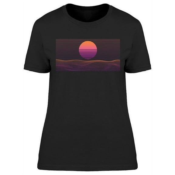 Synthwave Sunset Neon Color Sign T-Shirt Women -Image by Shutterstock, Female 3X-Large