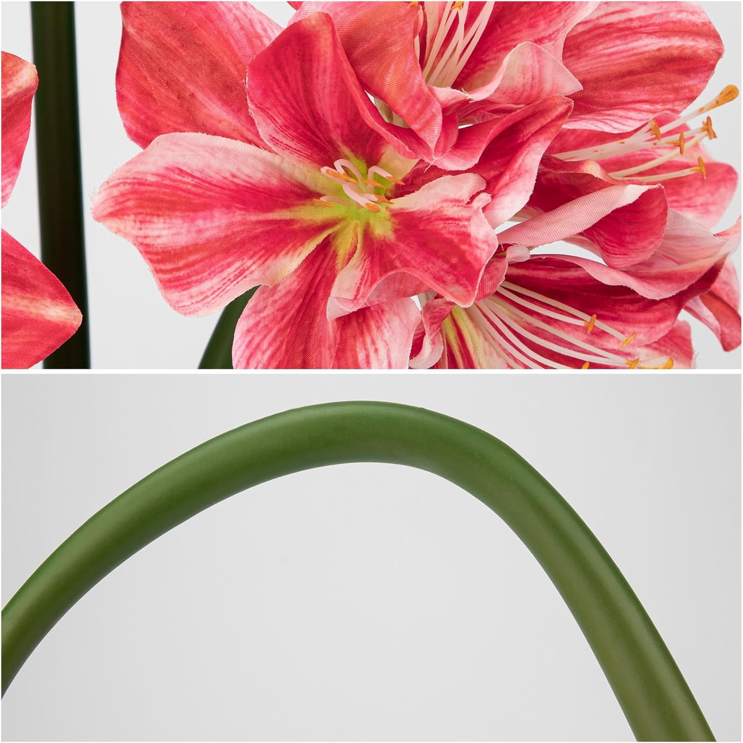 Briful 3PCS Amaryllis Artificial Flowers 17.3 Inch Faux Amaryllis Flowers Stems with 4 Heads Silk Floral Bouquet for Home Room Table Centerpiece Wedding Party Arrangements(Light Red)