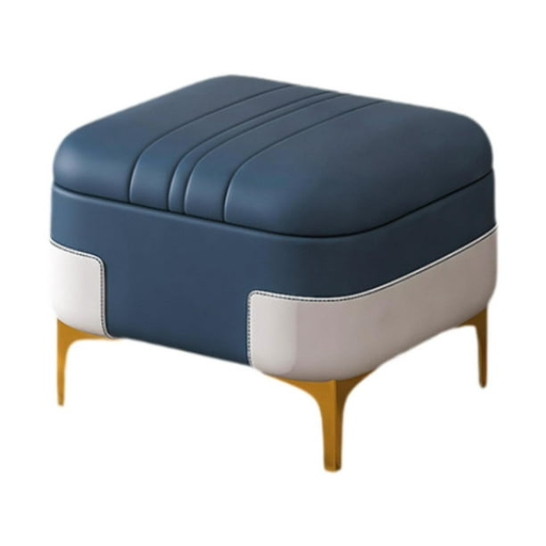 Tobarrilla de reposo de pie de almacenamiento Pequeño almacenamiento Otomano Banco Non Skid Almacenamiento creativo Otomano para la sala de estar de Azul oscuro