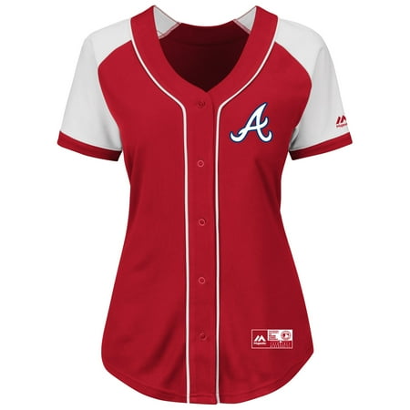 - Atlanta Braves Majestic Women's Plus Size Fashion Replica Jersey - Red
