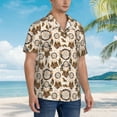 thumbnail image 3 of Pofeuu Retro Dreamcatcher Print Hawaiian Shirt for Men Sleeves Casual Button Down Summer Beach Dress Shirts T-Shirts,Large, 3 of 7