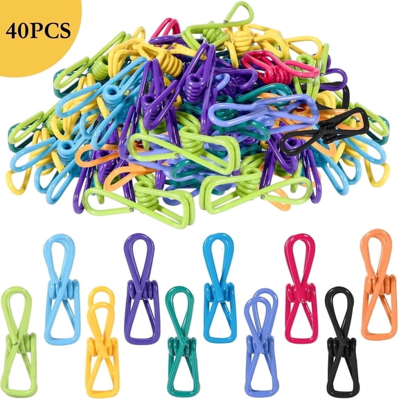 ArvezVoy 40 PCS Chip Clips , 2 Inch Bag Clips for Food, Multipurpose Colorful Clips for Food, Paper & Laundry (Random Colors)