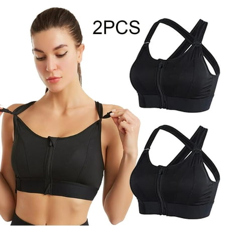 

2-Pieces Front Zipper Women Sport Bra Top Bra Gym Fitness