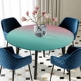 thumbnail image 5 of Elastic Fitted Round Tablecloth, Ombre Green Pink Waterproof Stretch Table Cover for 55"-60" Tables, Colorful Painting Washable Outdoor Tablecloths for Patio, Picnic, Camping, 5 of 9