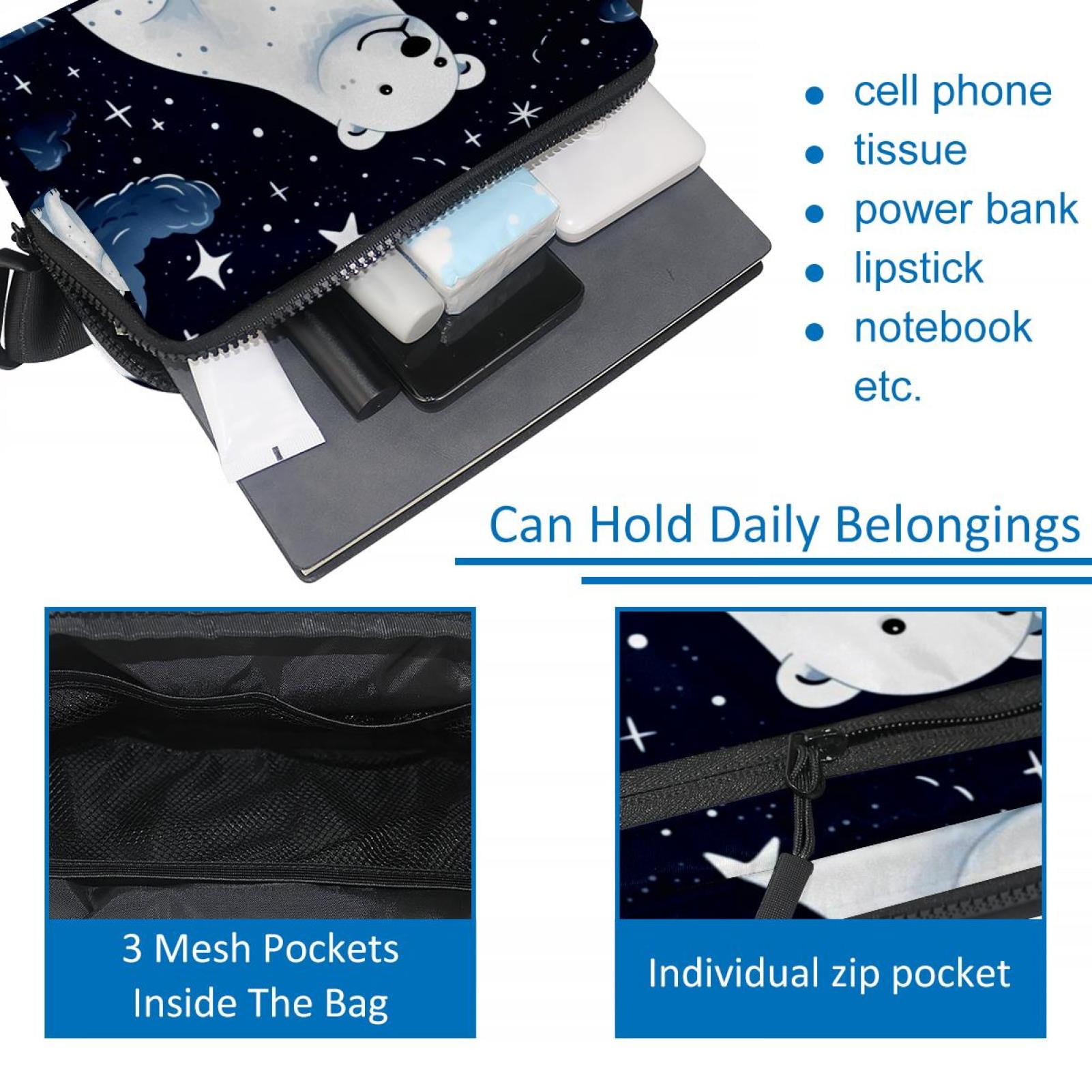 Starry sky polar bear Lightweight Adjustable Fanny Pack with Extension Strap - Unisex Waist Packs Crossbody Bag