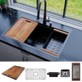 thumbnail image 4 of Strictly Sinks 33" Topmount Kitchen Workstation Black Single Bowl 16ga Stainless Steel Drop In Sink, 4 of 10