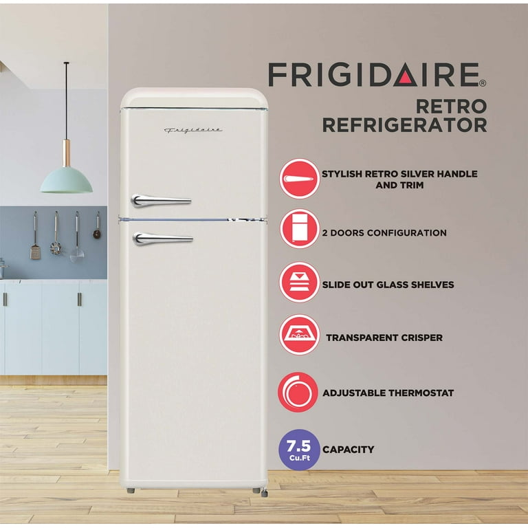 Frigidaire 7.5 Cu. ft. Top Freezer Refrigerator in Cream, Rounded
