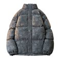 thumbnail image 1 of Xuniizn Puffer Jacket Men, Plus Size Stand Collar Solid Color Windbreaker Jackets with Pockets, Lightweight Soft Comfortable Insulated Winter Outdoor Stylish Coats, 1 of 2
