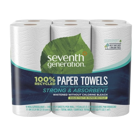 GTIN 732913137312 product image for Seventh Generation 100% Recycled Paper White 2-ply Paper Towels 6 Count | upcitemdb.com