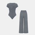 thumbnail image 6 of Women's Ribbed Two Piece Set, Square Neck Crop Top and High Waist Wide Leg Pants Set, Casual Summer Outfit with Side Pockets, Fashion Two Piece Outfit for Going Out Outfits Grey, 6 of 8