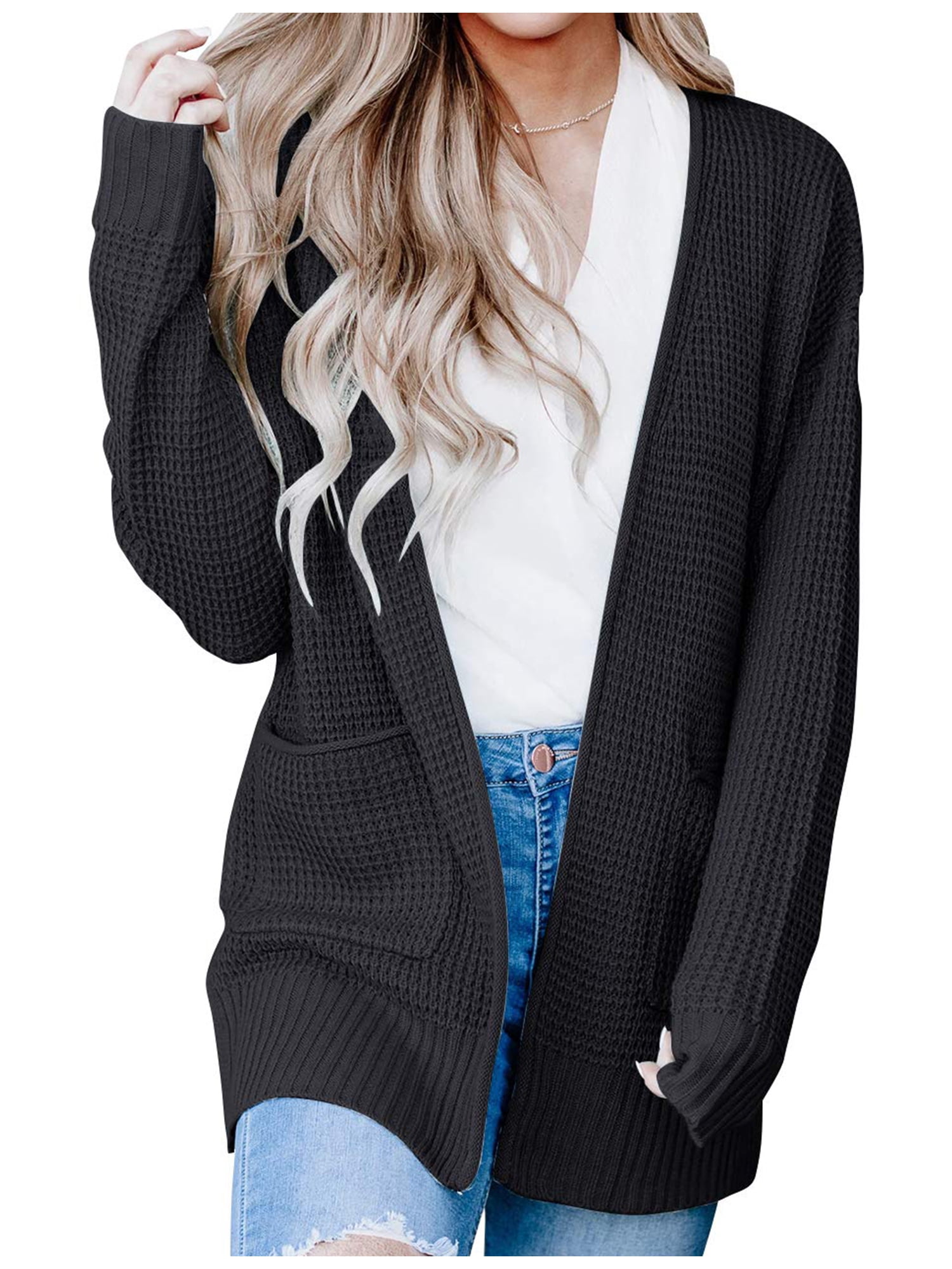 walmart black cardigan sweater