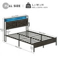 thumbnail image 3 of HOOBRO Full Size Industrial Metal Platform Bed with LED Lights, Charcoal Black, 3 of 9