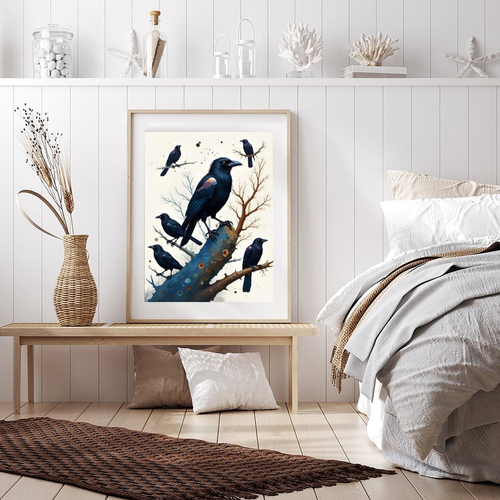 Diamond Art Kits for Adults - Modern Realistic Crow Print No.68 5D Frameless Dimond Painting Kit for Adults Beginner, Round Diamond Kits for Home Wall Decor, Gift for Women