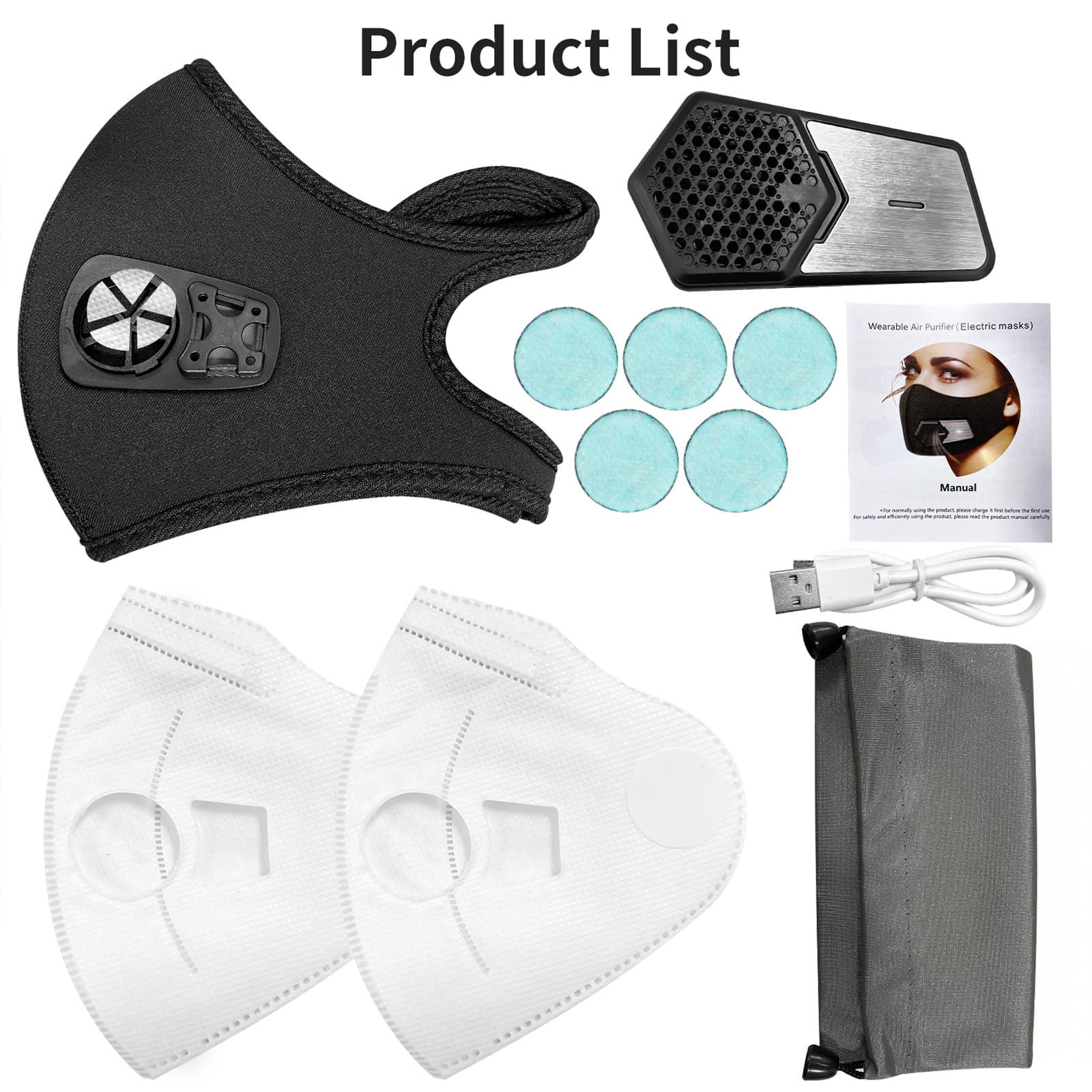 Personal Smart Electric Air Kn95 Face Mask,Reusable Wearable Air Kn95 Mask,With Fan for Air Supply, Used for Cycling,Running, Weeding, Outdoor Sports
