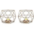 thumbnail image 1 of Tea Light Candle Holders - 2 Piece Gold Post Candelabra Geometric Tea Light Candle Holder Dining Tab, 1 of 5
