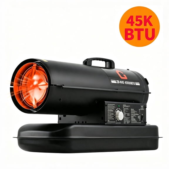 Garvee 45000 BTU Kerosene/Diesel Heater, Forced Air Heater with 5 Gallon Fuel Tank for Indoor Outdoor Use, 120V, Black